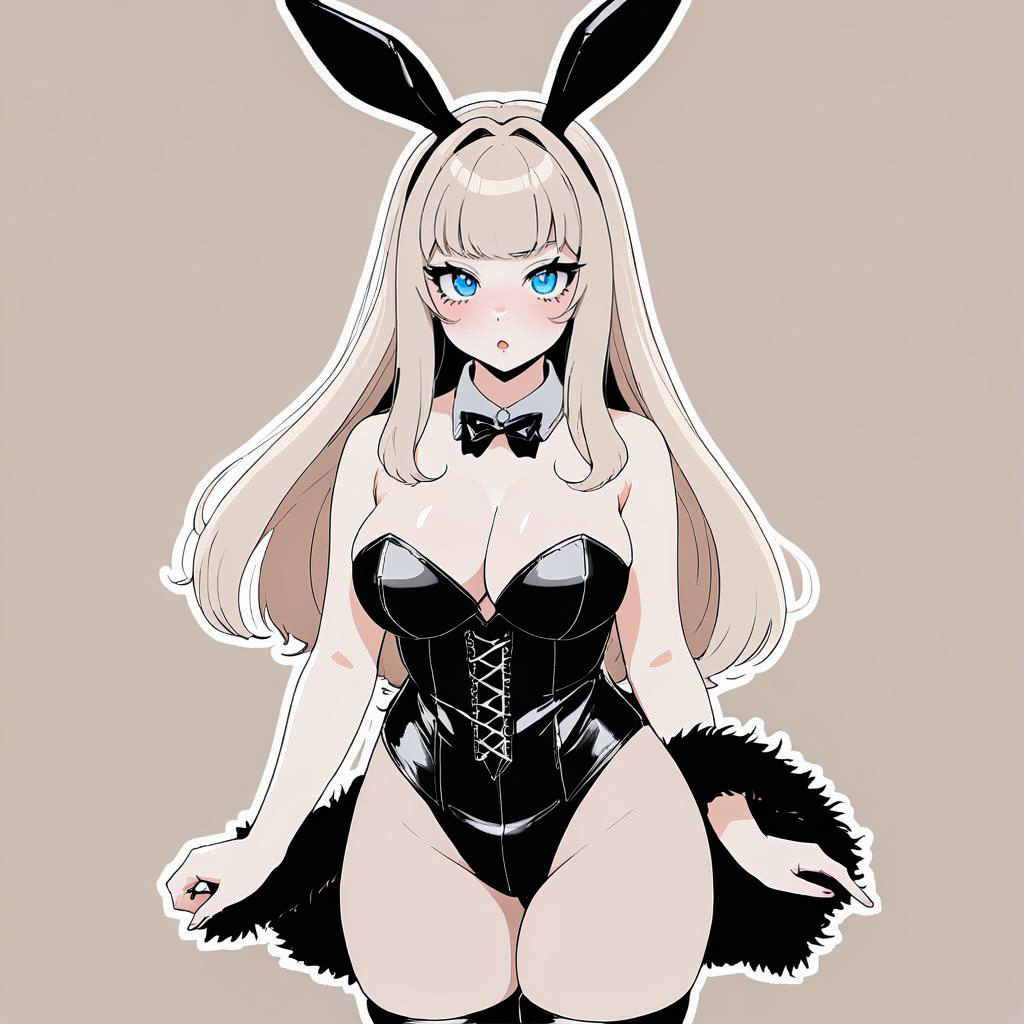 Flustered Bunny Girl in Earthy Studio