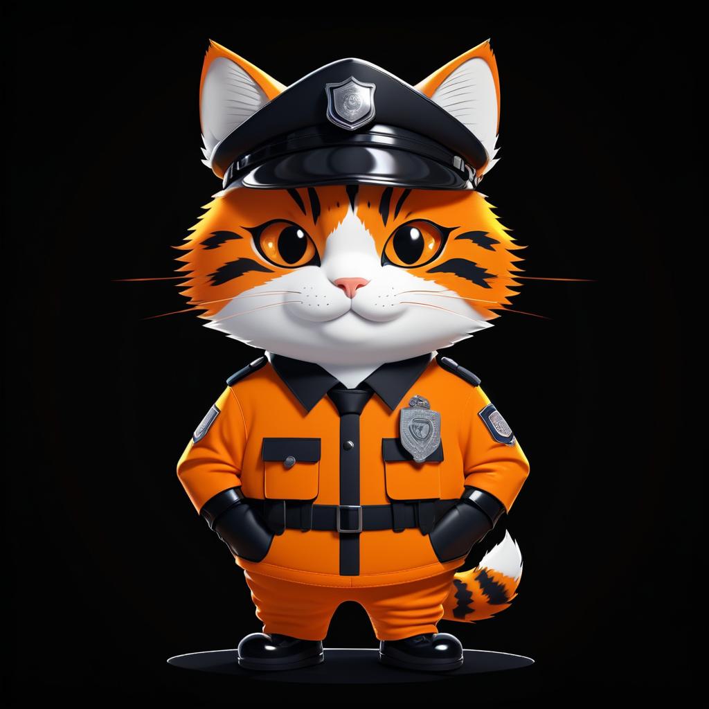 Whimsical Cat in Policier Outfit Illustration