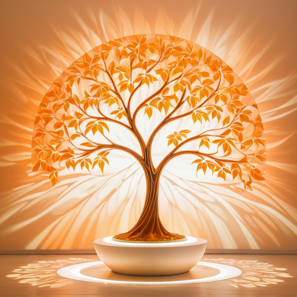 Surreal Orange Tree Light Painting Art