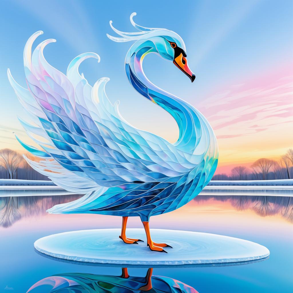 Graceful Ice Swan in Pastel Colors