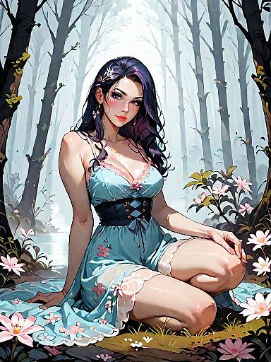 Dark Fantasy Woman in Forest