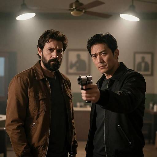 Intense Confrontation in a Dim Room