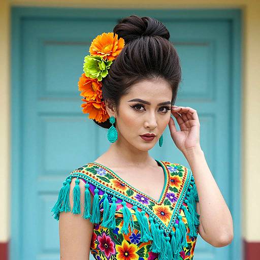 Vibrant Portrait of a Floral Elegance