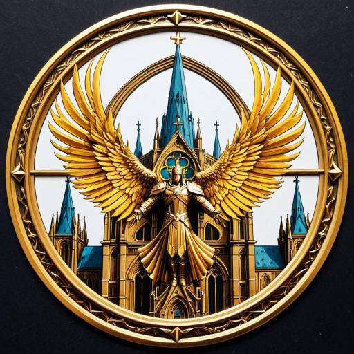 Fantasy Phoenix in Golden Cathedral Window