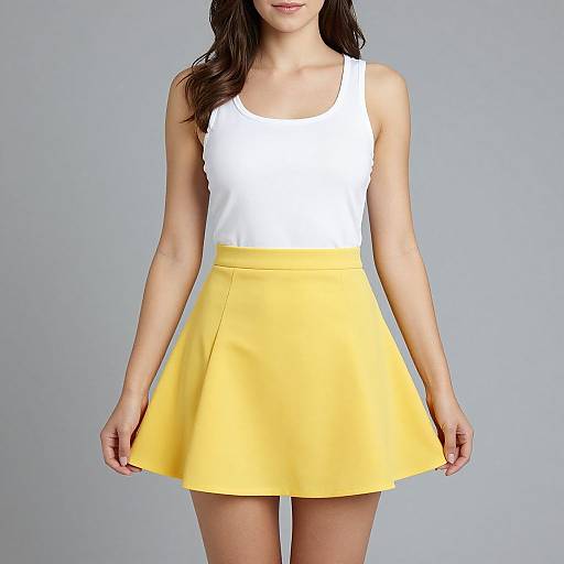 Woman in White Top and Yellow Skirt