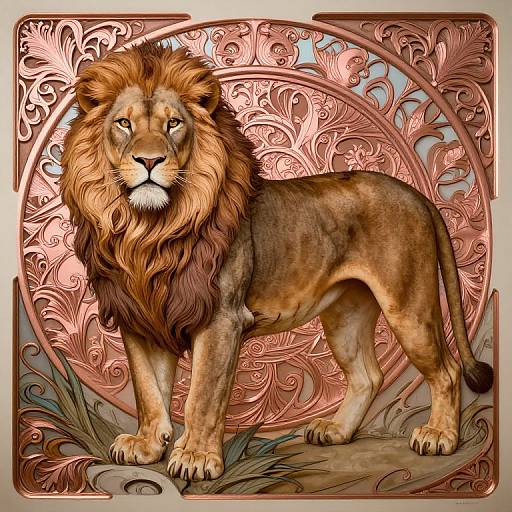 Ornate Armored Lioness Matte Painting