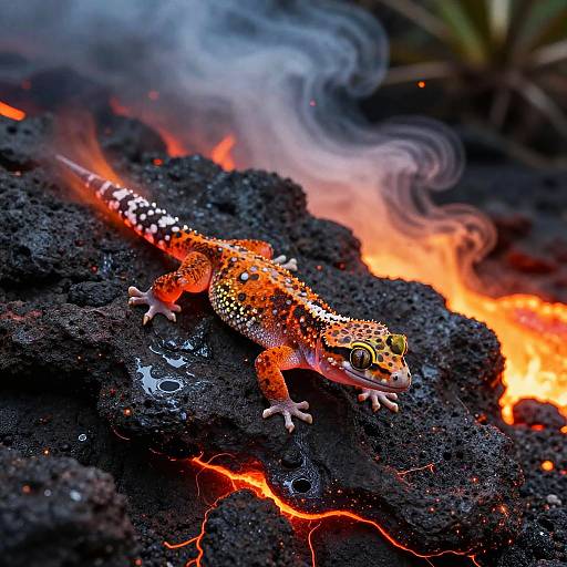 Incandescent Gecko on Volcanic Ridge