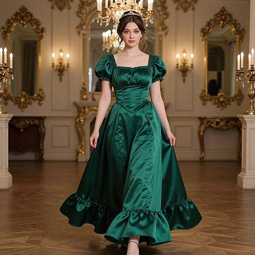 Elegant Woman in Vintage Ballroom