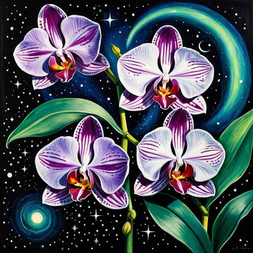 Cosmic Orchids with Astrological Symbols