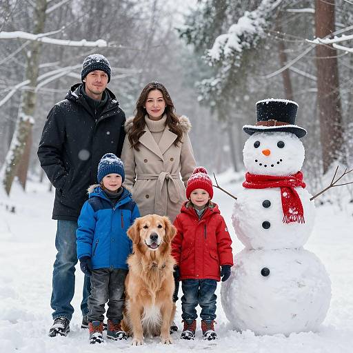 Joyful Family in a Winter Wonderland