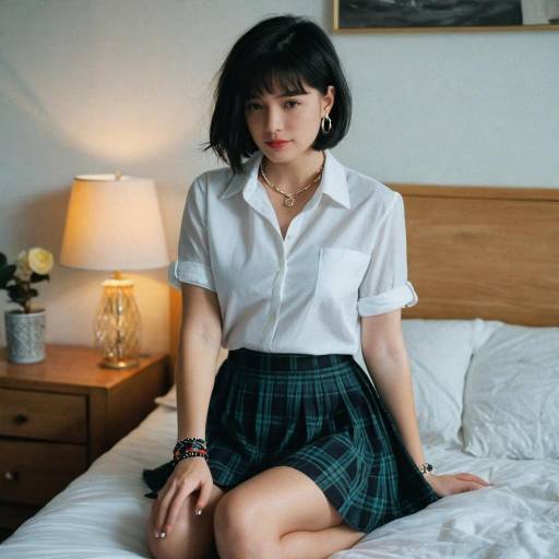 Realistic Bedroom Portrait of Young Woman