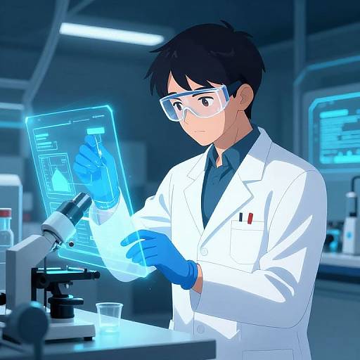 Futuristic Anime Scientist in Lab