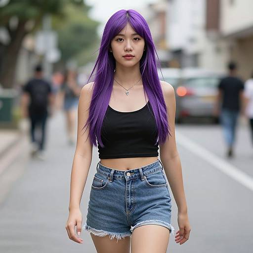 Woman with Purple Punk Wig