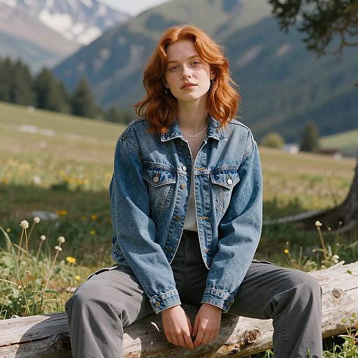 Young Woman in Mountain Meadow Portrait