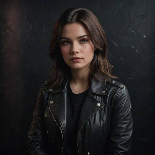 Pensive Young Woman in Leather Jacket