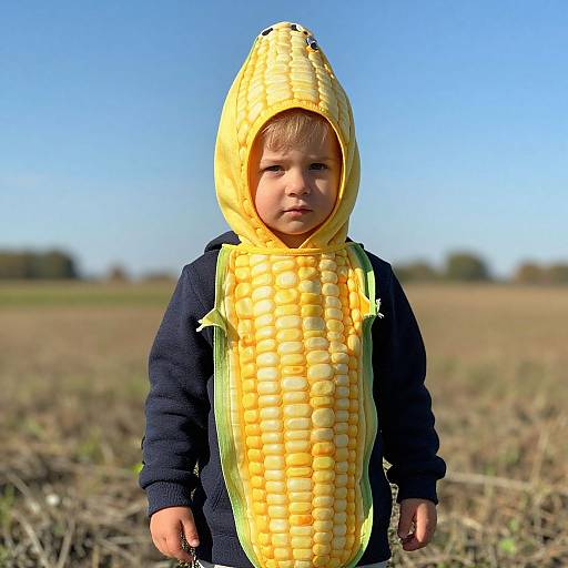 Child in Corn Costume in Field