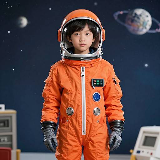 Boy in Orange Space Suit