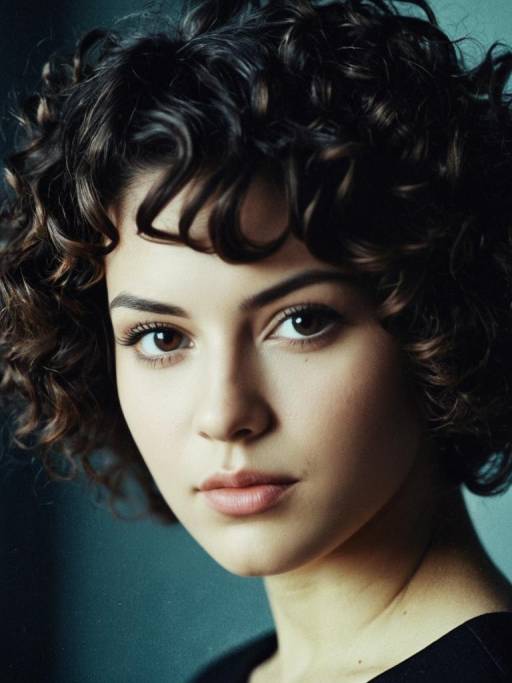 Close-up Portrait of Woman with Curly Hair