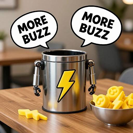 Robotic Trash Can Eating Buzz Logos