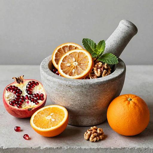 Ashen Gray Mortar with Citrus and Nuts