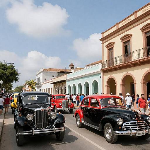 Vintage Street Parade with Classic Cars