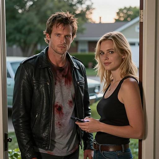 Couple in Doorway at Sunset