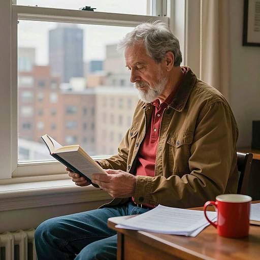 Older Man Reading by Window