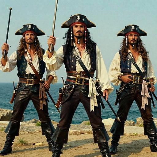 Vibrant Pirates in Retro Film Style