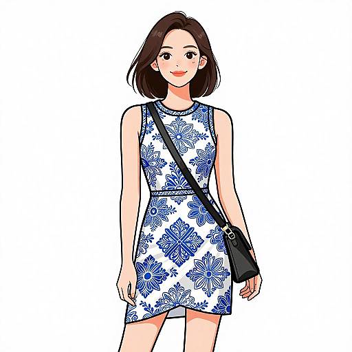 Smiling Woman in Floral Shift Dress