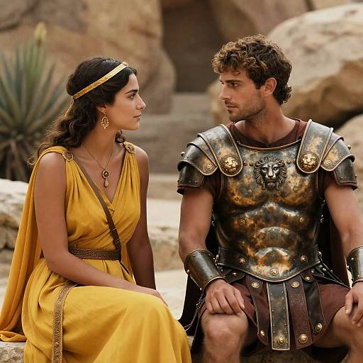 Roman Armor Couple in Rocky Landscape