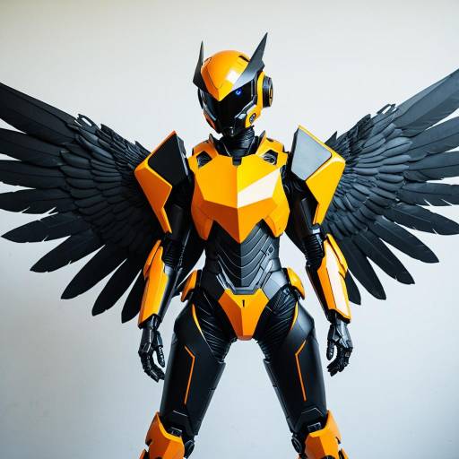 Vivid Orange Robotic Bird Cosplay Costume