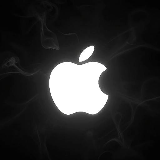 Glowing Apple Logo on Smoky Black Background