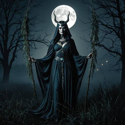 Dark Goddess Artemis Under Full Moon