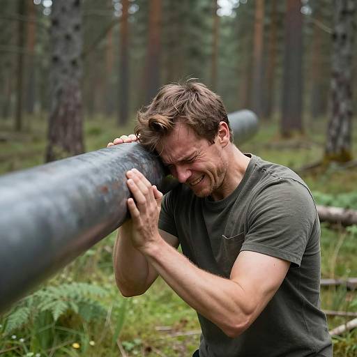 Man in Pain Under Forest Attack