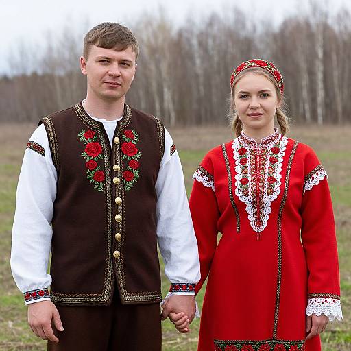 Traditional Russian Folk Costume Couple