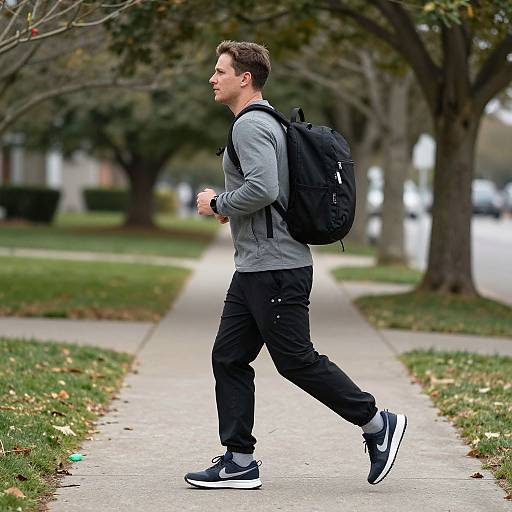 Man Jogging with Backpack Attire