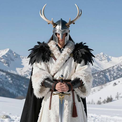 Majestic Warrior in Snowy Landscape