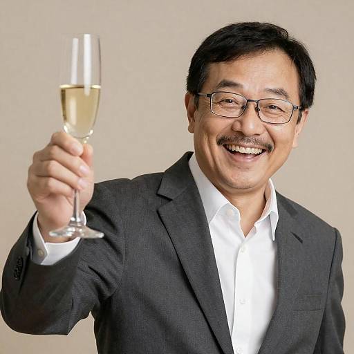 Cheerful Middle-Aged Man Celebrating