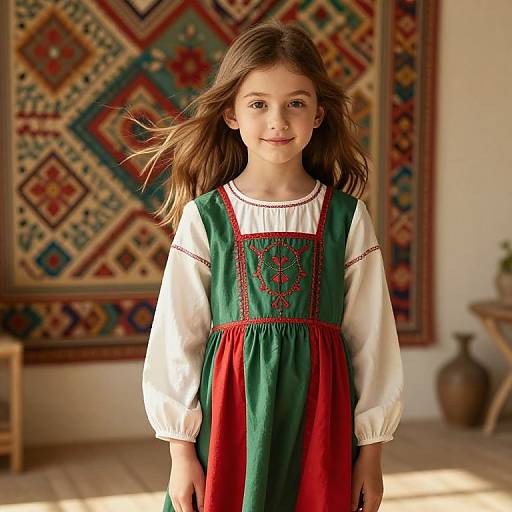 Young Girl by Textured Patterned Wall