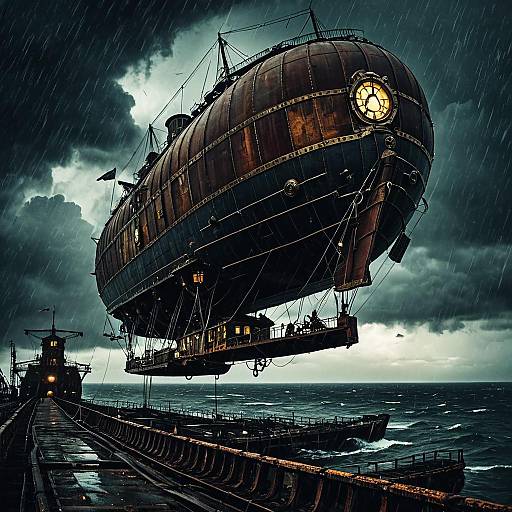 Stormy Steampunk Explorer at Dirigible Port