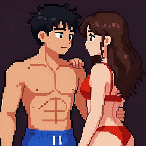 Stylized Pixel Art Intimate Scene