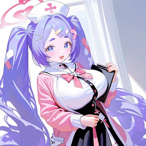 Illustration of Hanae (blue archive), blue archive in the style of Fkey