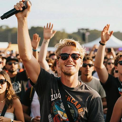 Blonde Male Singer at Summer Festival