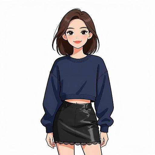 Smiling Woman in Casual Chic Outfit