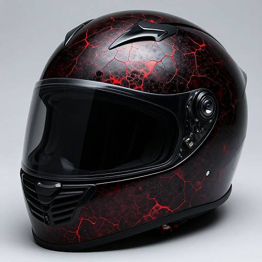 Metal Black Helmet with Red Crackle