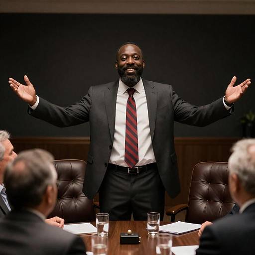 Confident Black Man in Dimly Lit Room