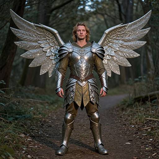 Fantasy Fairy Warrior on Forest Path