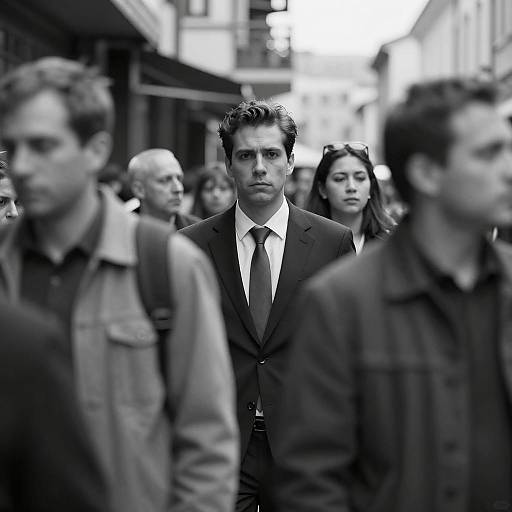 Chaotic Urban Scene in Black and White