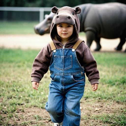 Realistic Hippo Kid Costume Portrait