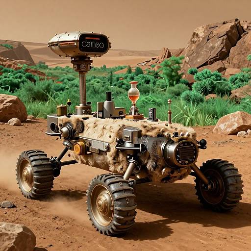 Retrofuturistic Mars Rover Exploration
